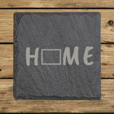 Wyoming Slate Coaster Set – Engraved Natural Stone (Set of 4)