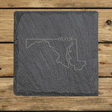 Maryland Slate Coaster Set – Engraved Natural Stone (Set of 4)