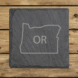 Oregon Slate Coaster Set – Engraved Natural Stone (Set of 4)