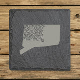 Connecticut Slate Coaster Set – Engraved Natural Stone (Set of 4)