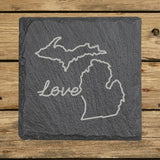 Michigan Slate Coaster Set – Engraved Natural Stone (Set of 4)