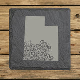 Utah Slate Coaster Set – Engraved Natural Stone (Set of 4)