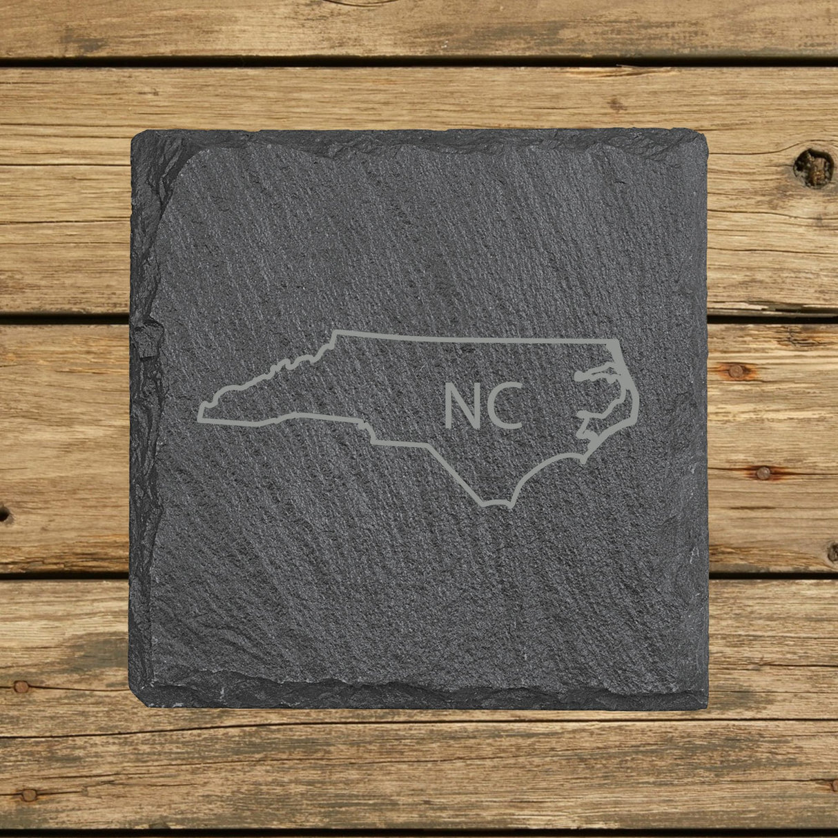 North Carolina Slate Coaster Set – Engraved Natural Stone (Set of 4)