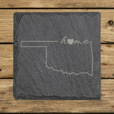 Oklahoma Slate Coaster Set – Engraved Natural Stone (Set of 4)