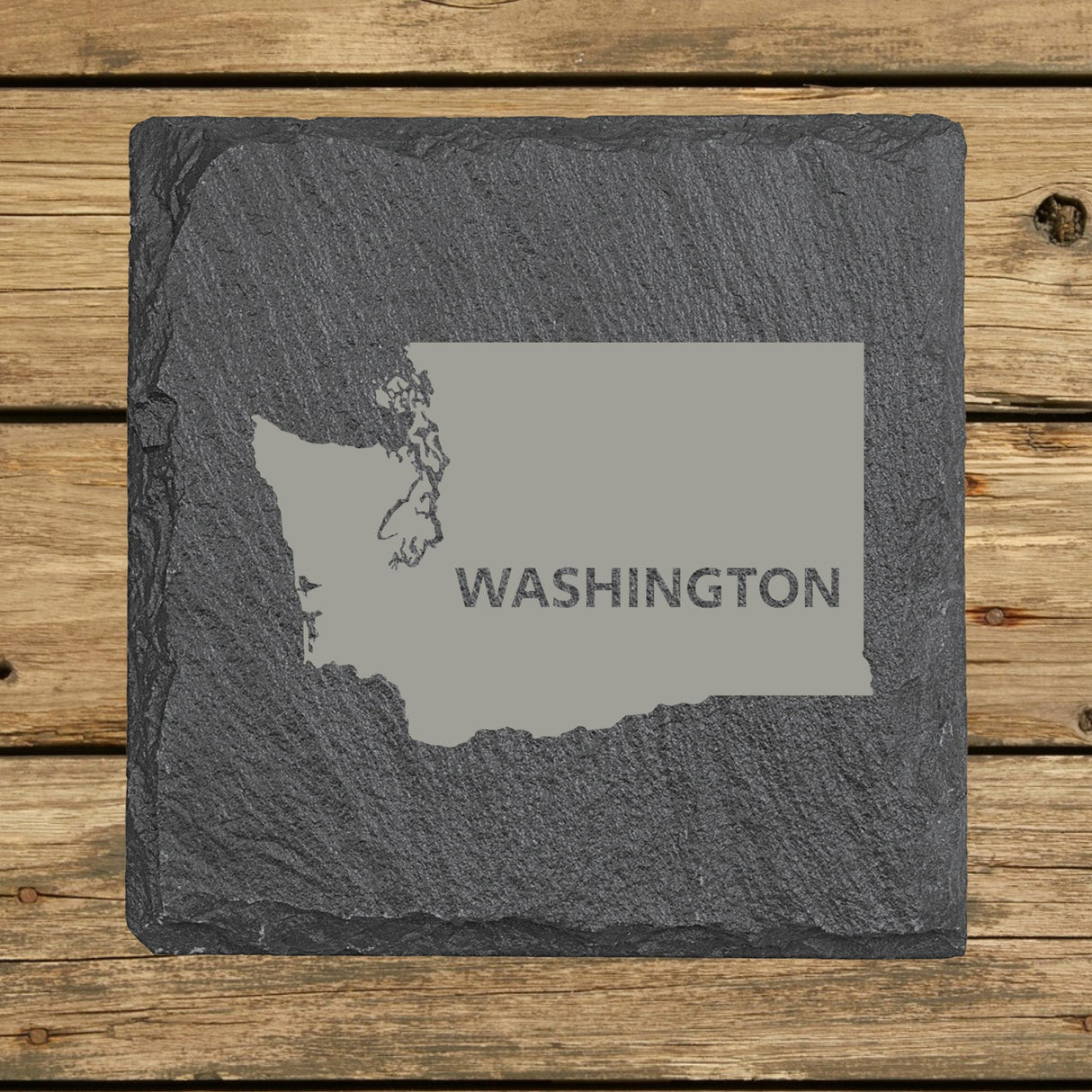 Washington Slate Coaster Set – Engraved Natural Stone (Set of 4)