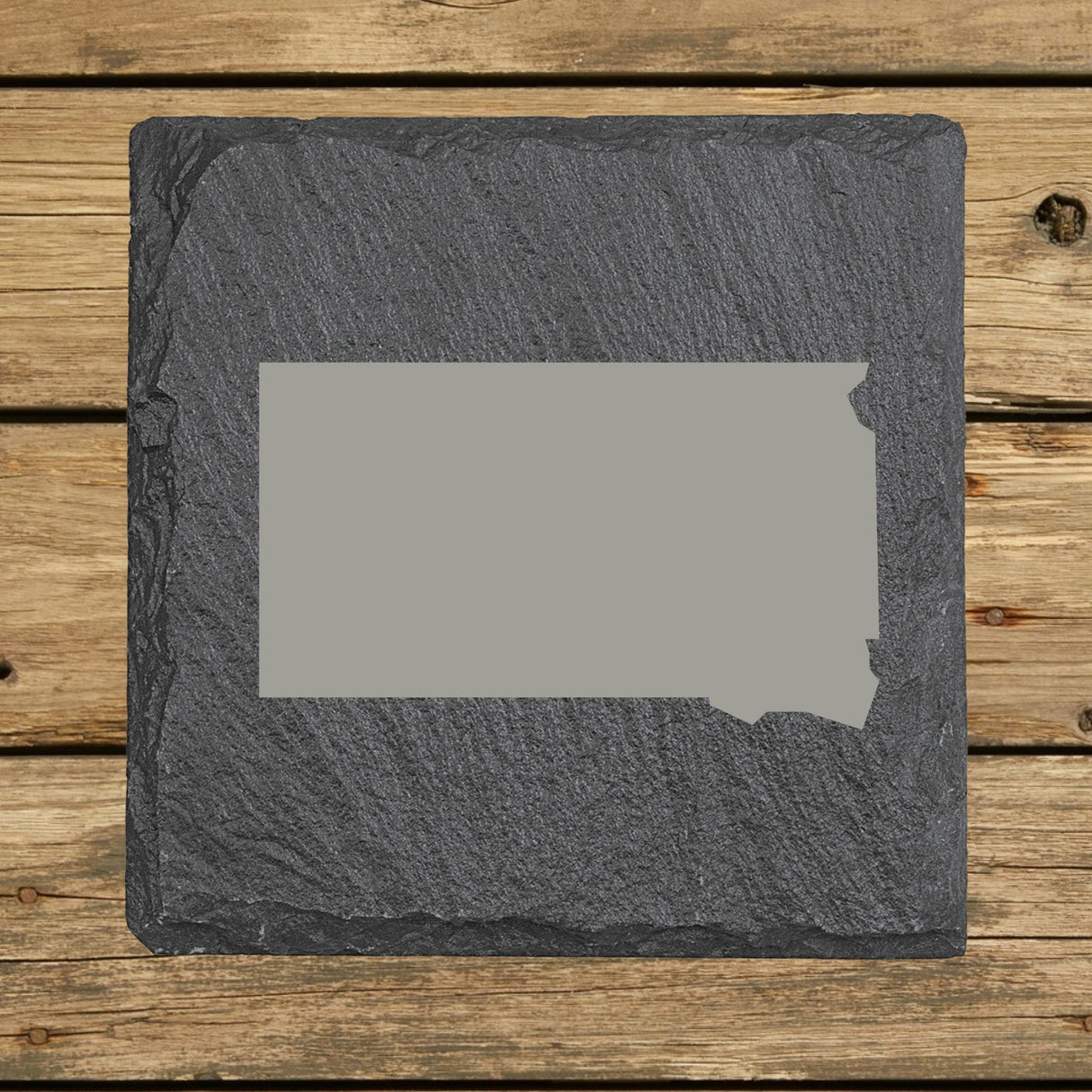 South Dakota Slate Coaster Set – Engraved Natural Stone (Set of 4)
