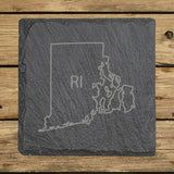 Rhode Island Slate Coaster Set – Engraved Natural Stone (Set of 4)