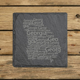 Georgia Slate Coaster Set – Engraved Natural Stone (Set of 4)
