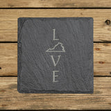 Virginia Slate Coaster Set – Engraved Natural Stone (Set of 4)