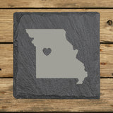 Missouri Slate Coaster Set – Engraved Natural Stone (Set of 4)