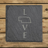 Nebraska Slate Coaster Set – Engraved Natural Stone (Set of 4)