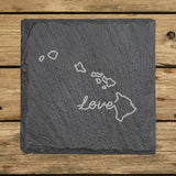 Hawaii Slate Coaster Set – Engraved Natural Stone (Set of 4)