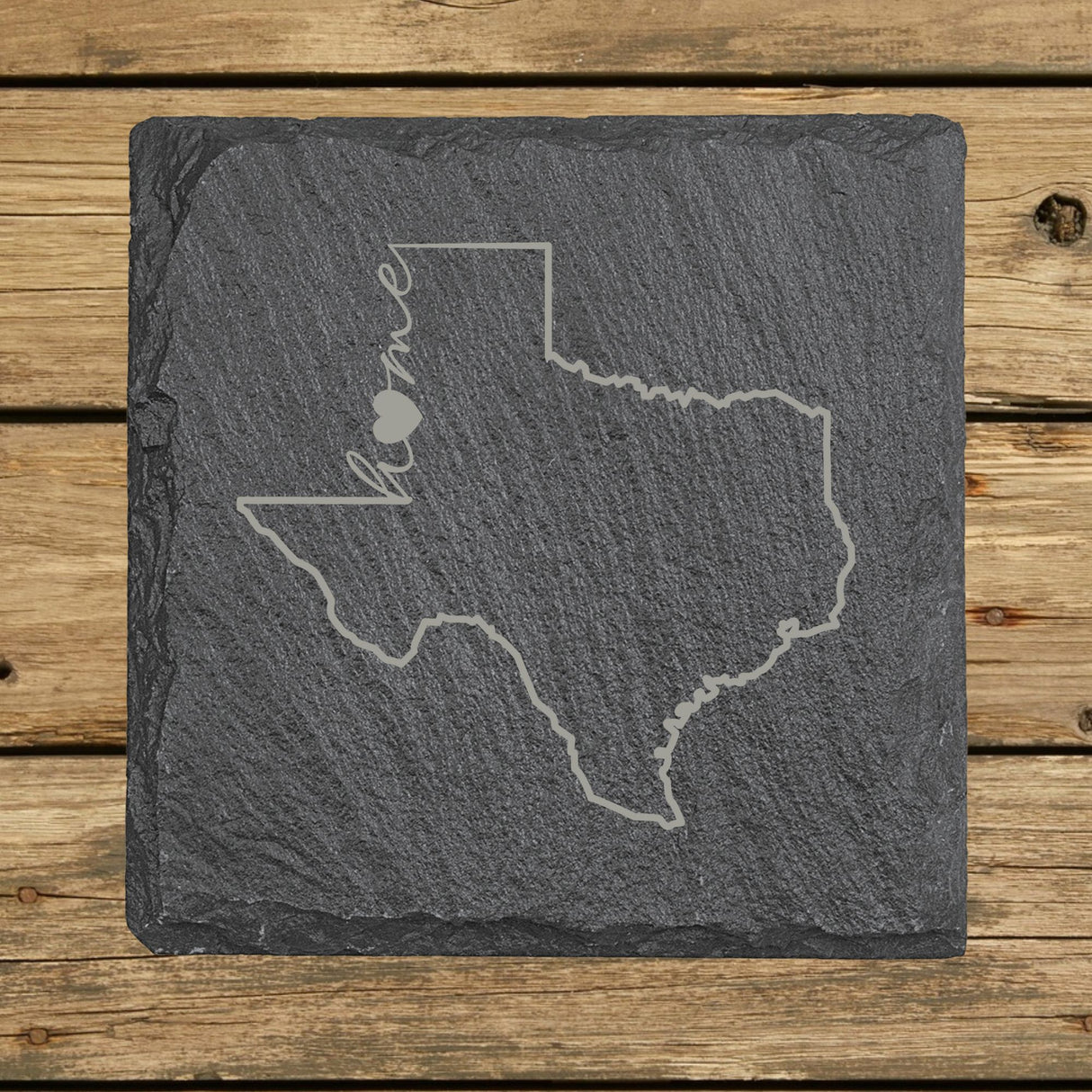 Texas Slate Coaster Set – Engraved Natural Stone (Set of 4)