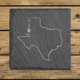 Texas Slate Coaster Set – Engraved Natural Stone (Set of 4)