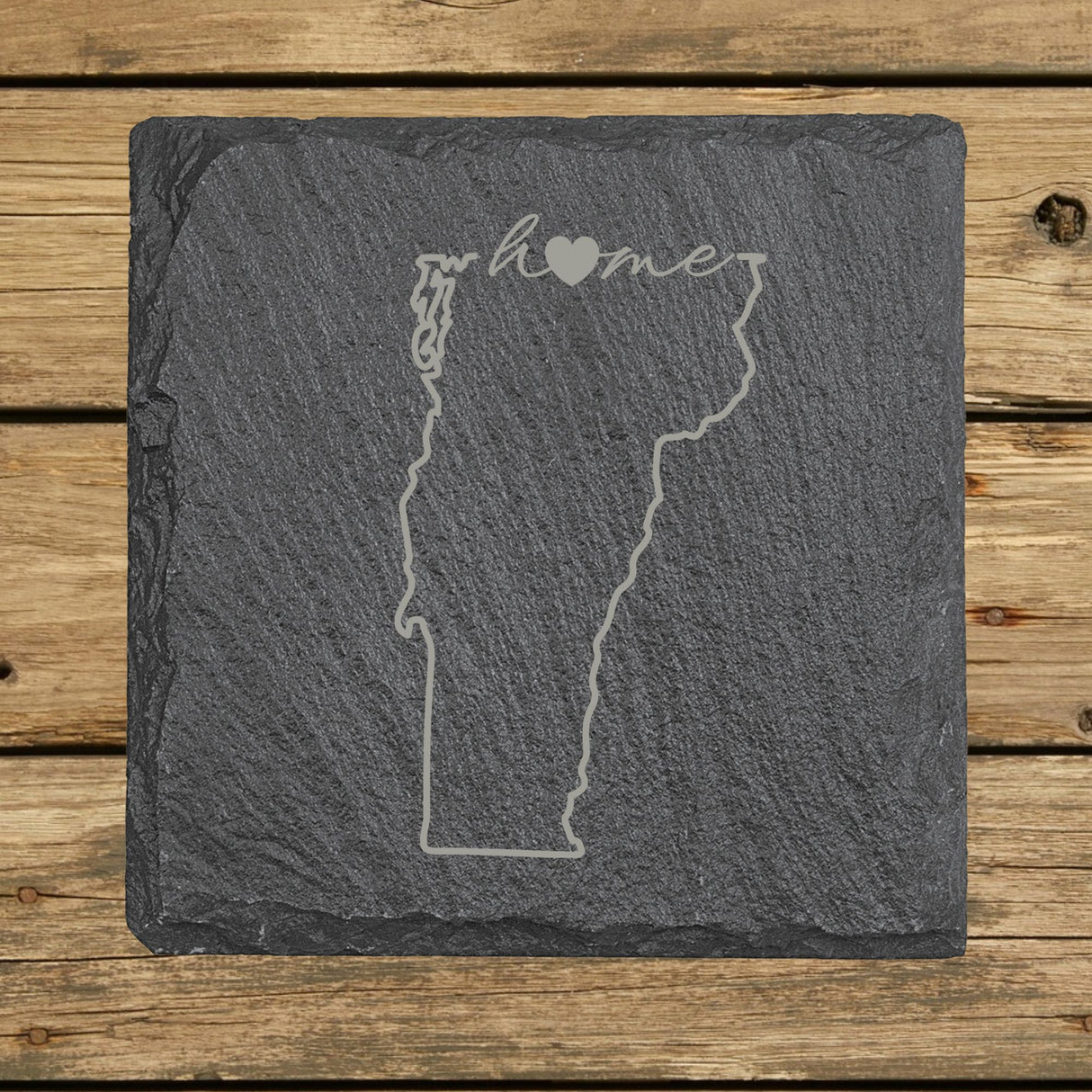 Vermont Slate Coaster Set – Engraved Natural Stone (Set of 4)