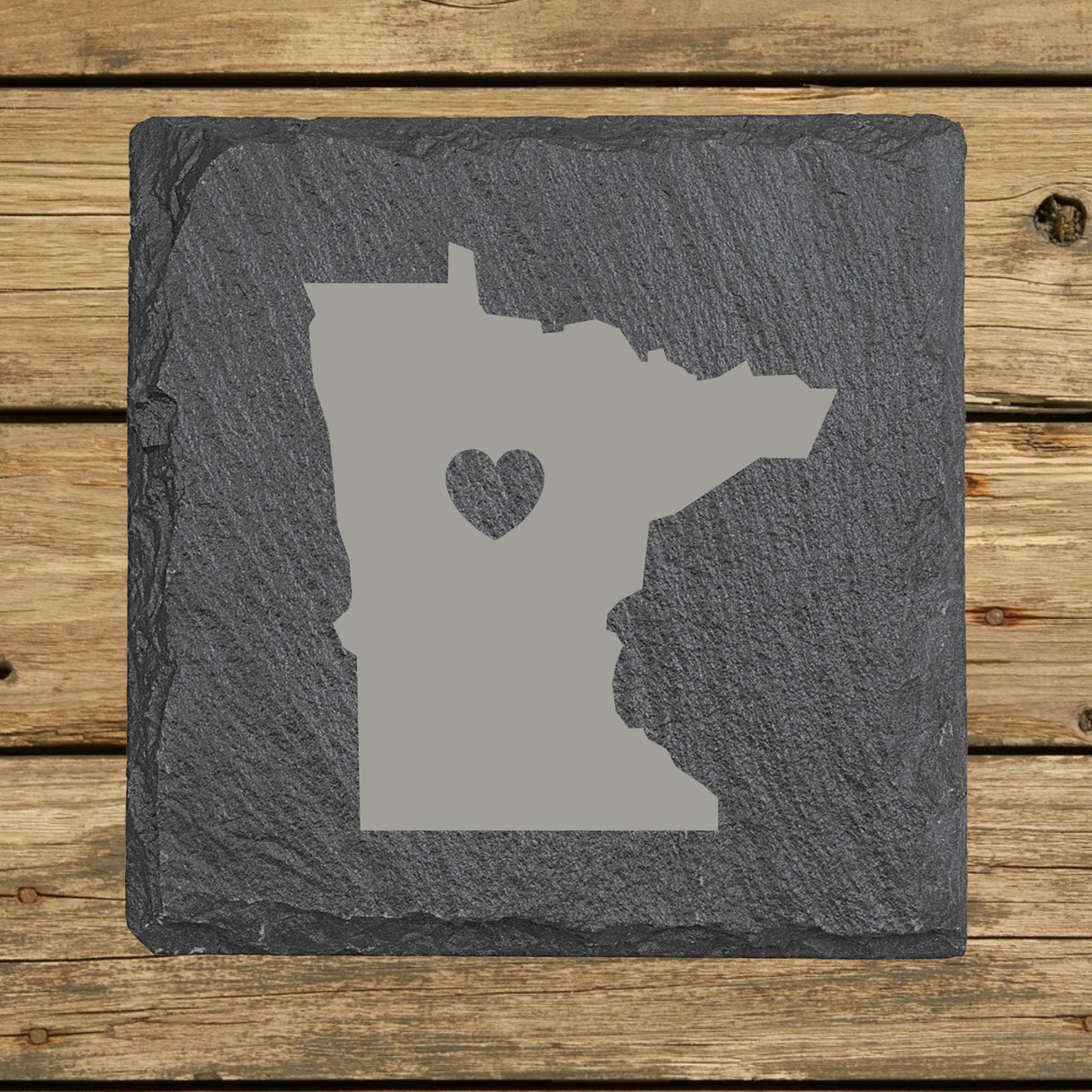 Minnesota Slate Coaster Set – Engraved Natural Stone (Set of 4)