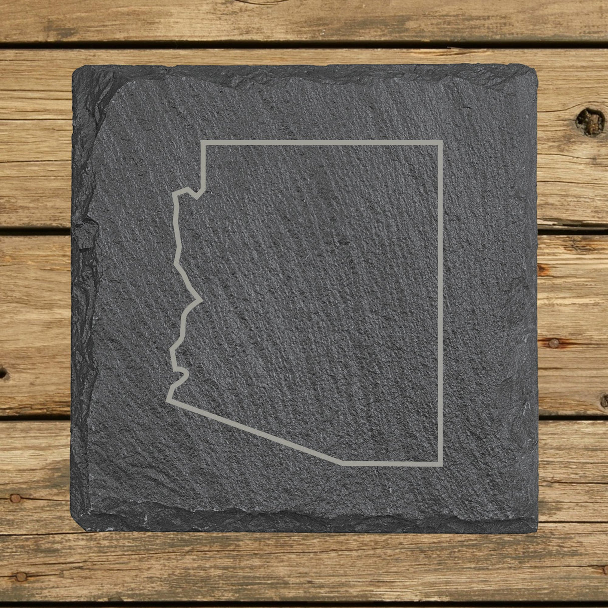 Arizona Slate Coaster Set – Engraved Natural Stone (Set of 4)