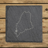 Maine Slate Coaster Set – Engraved Natural Stone (Set of 4)