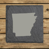Arkansas Slate Coaster Set – Engraved Natural Stone (Set of 4)