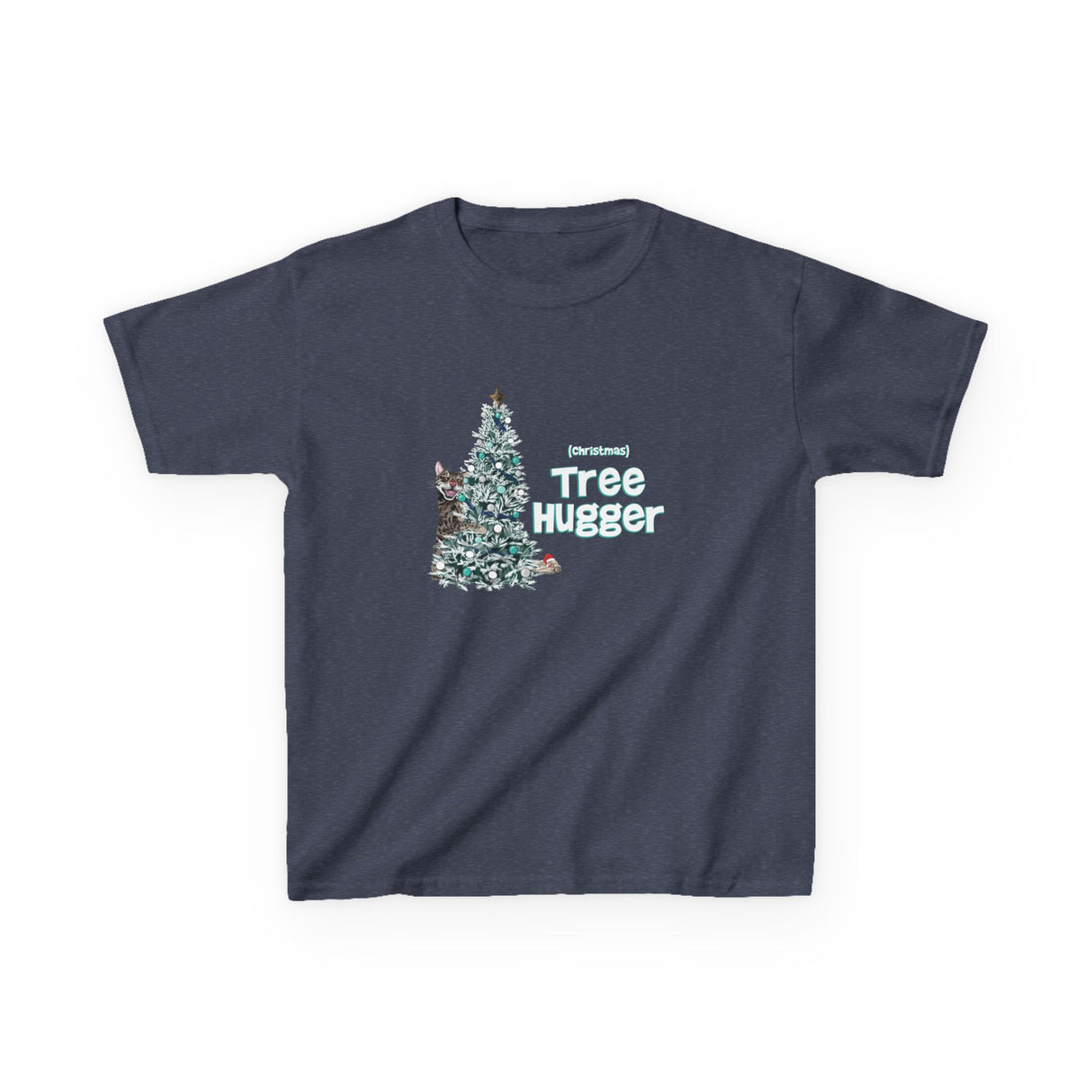 Kids Tee Christmas Tree Hugger Flounder the Purrmaid Design