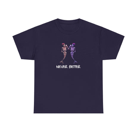 Never Better skeleton mermaids graphic tee in blackberry