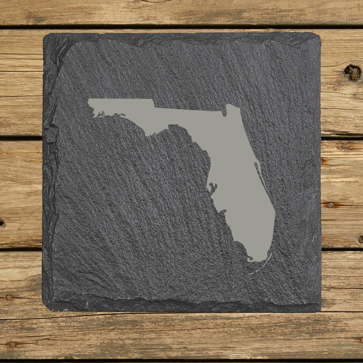 Florida Slate Coaster Set – Engraved Natural Stone (Set of 4)