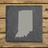 Indiana Slate Coaster Set – Engraved Natural Stone (Set of 4)