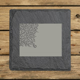 Wyoming Slate Coaster Set – Engraved Natural Stone (Set of 4)