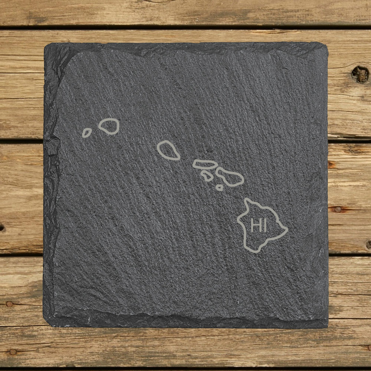 Hawaii Slate Coaster Set – Engraved Natural Stone (Set of 4)