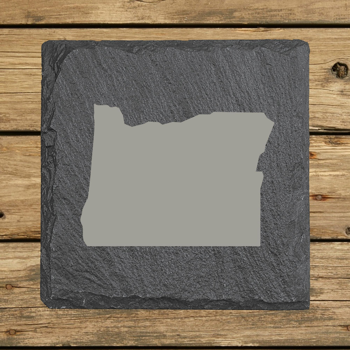 Oregon Slate Coaster Set – Engraved Natural Stone (Set of 4)