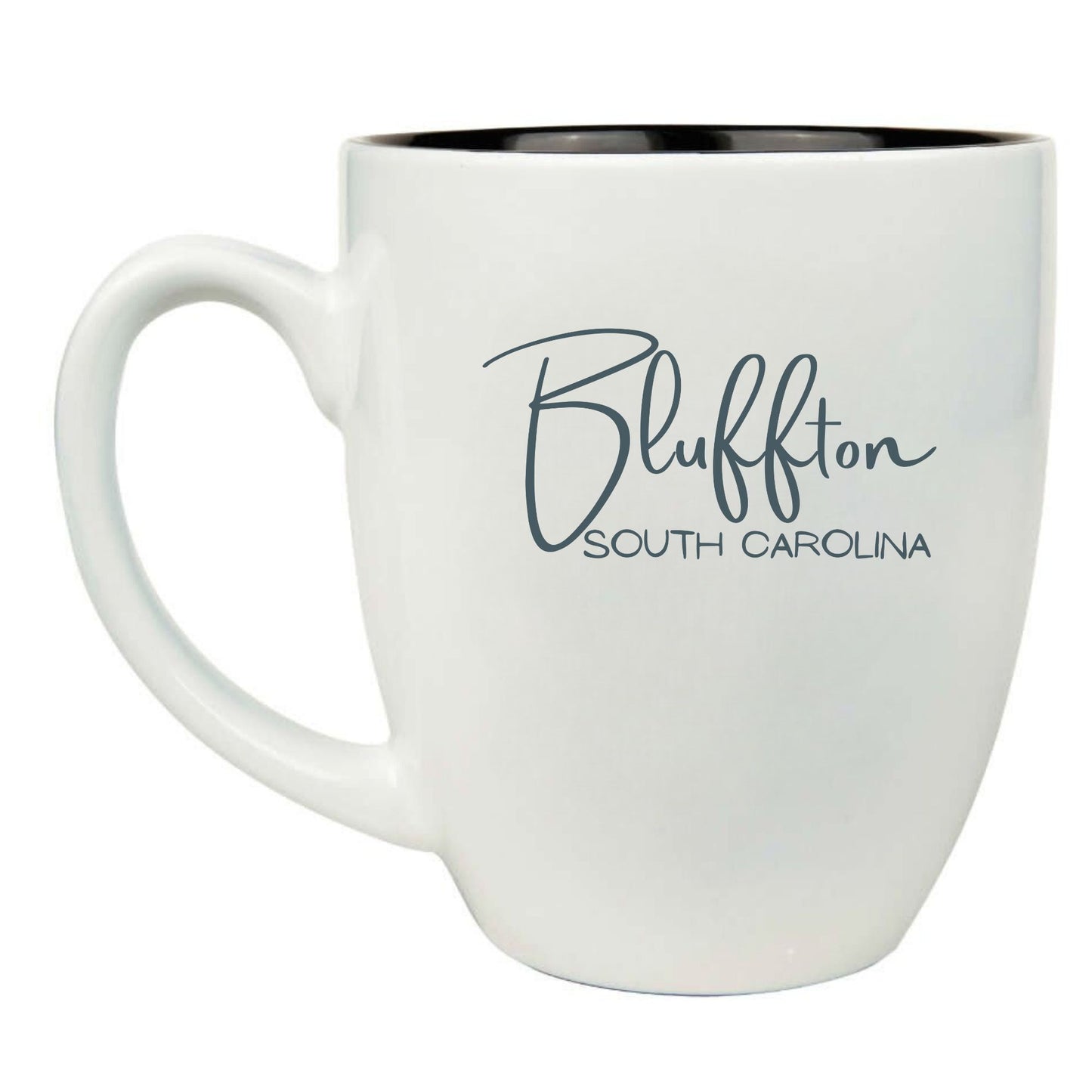 16 oz. White Ceramic Bistro Coffee Mug - Bluffton, SC