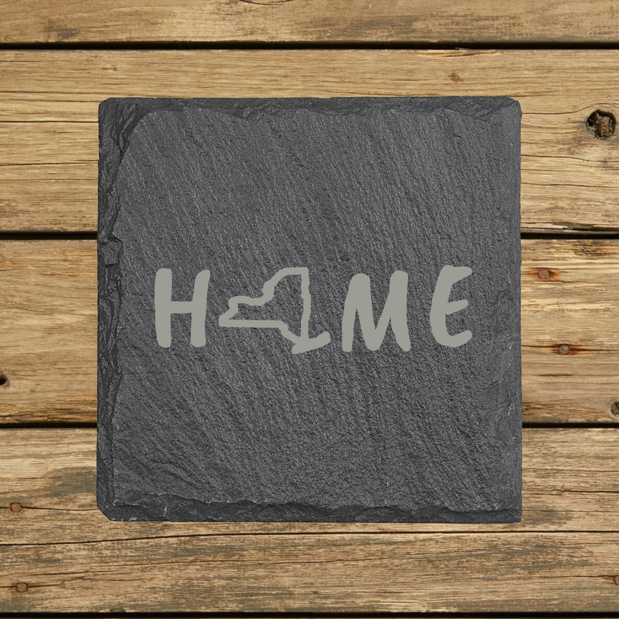 New York Slate Coaster Set – Engraved Natural Stone (Set of 4)
