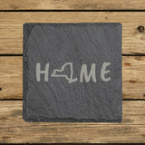 New York Slate Coaster Set – Engraved Natural Stone (Set of 4)