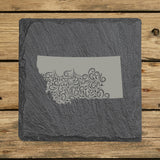 Montana Slate Coaster Set – Engraved Natural Stone (Set of 4)