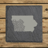 Iowa Slate Coaster Set – Engraved Natural Stone (Set of 4)