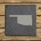 Oklahoma Slate Coaster Set – Engraved Natural Stone (Set of 4)