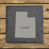 Utah Slate Coaster Set – Engraved Natural Stone (Set of 4)