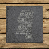 Mississippi Slate Coaster Set – Engraved Natural Stone (Set of 4)