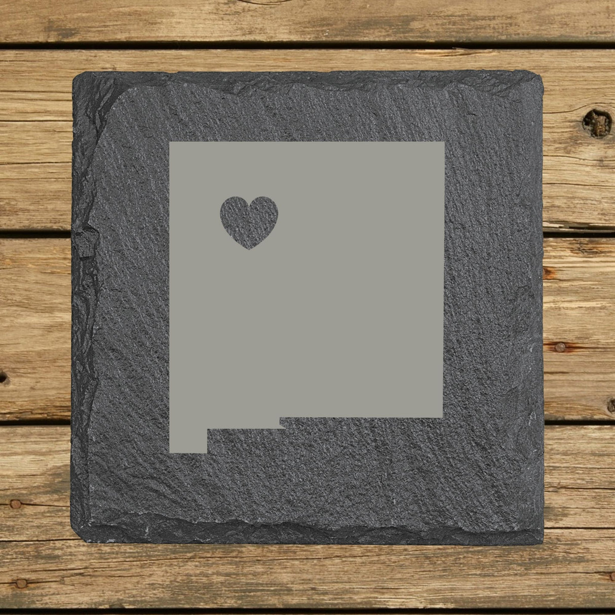 New Mexico Slate Coaster Set – Engraved Natural Stone (Set of 4)