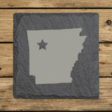 Arkansas Slate Coaster Set – Engraved Natural Stone (Set of 4)