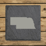 Nebraska Slate Coaster Set – Engraved Natural Stone (Set of 4)