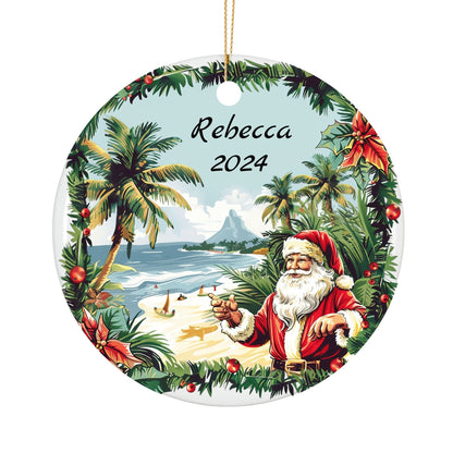 Personalized Palm Tree Christmas Ornament – Custom Ceramic Holiday Decor