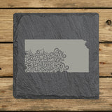 Kansas Slate Coaster Set – Engraved Natural Stone (Set of 4)