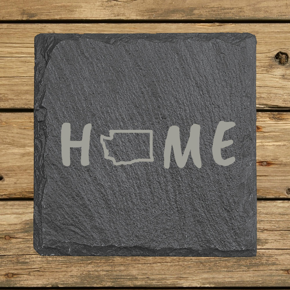 Washington Slate Coaster Set – Engraved Natural Stone (Set of 4)