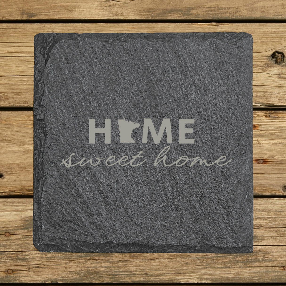Minnesota Slate Coaster Set – Engraved Natural Stone (Set of 4)