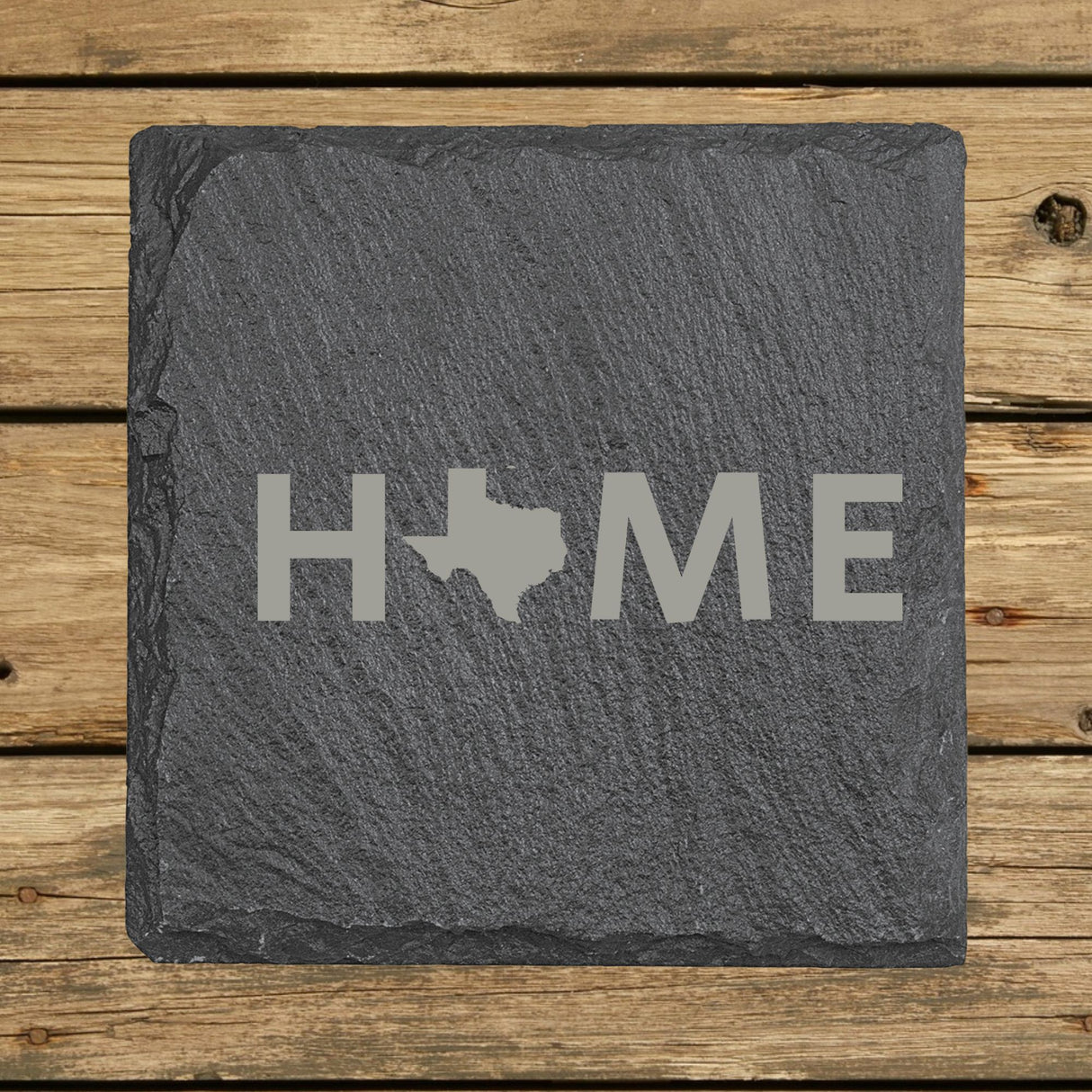 Texas Slate Coaster Set – Engraved Natural Stone (Set of 4)