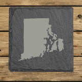 Rhode Island Slate Coaster Set – Engraved Natural Stone (Set of 4)