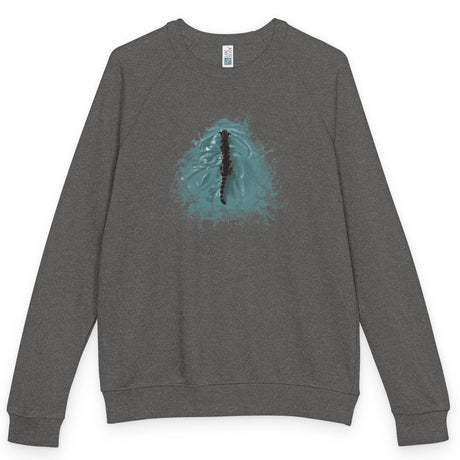 Fish at Heart Flounder Purrmaid raglan crewneck - Charcoal Heather