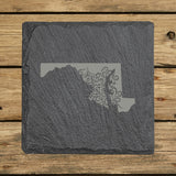 Maryland Slate Coaster Set – Engraved Natural Stone (Set of 4)