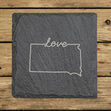 South Dakota Slate Coaster Set – Engraved Natural Stone (Set of 4)
